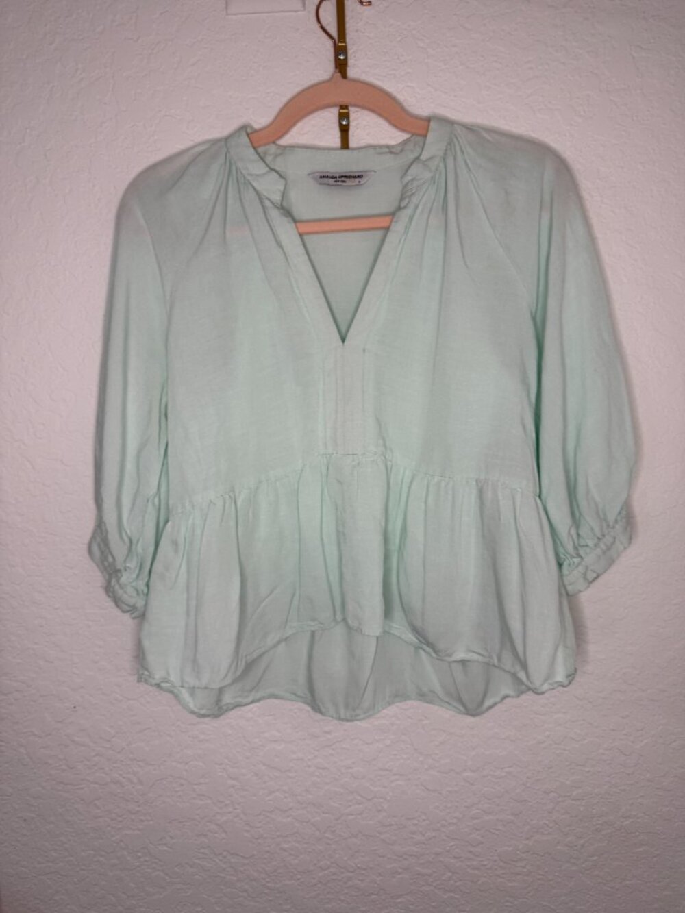 Amanda Uprichard Diego Blouse– S- Linen Blend- Mint- MSRP $150- Rent the Runway - Picture 6 of 11